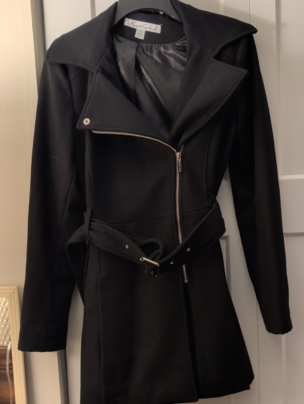 Kenneth Cole Black Belted Trench/Pea Coat